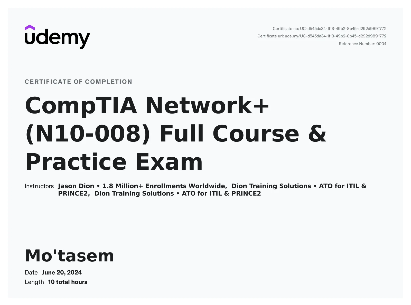 Network+ certificate
