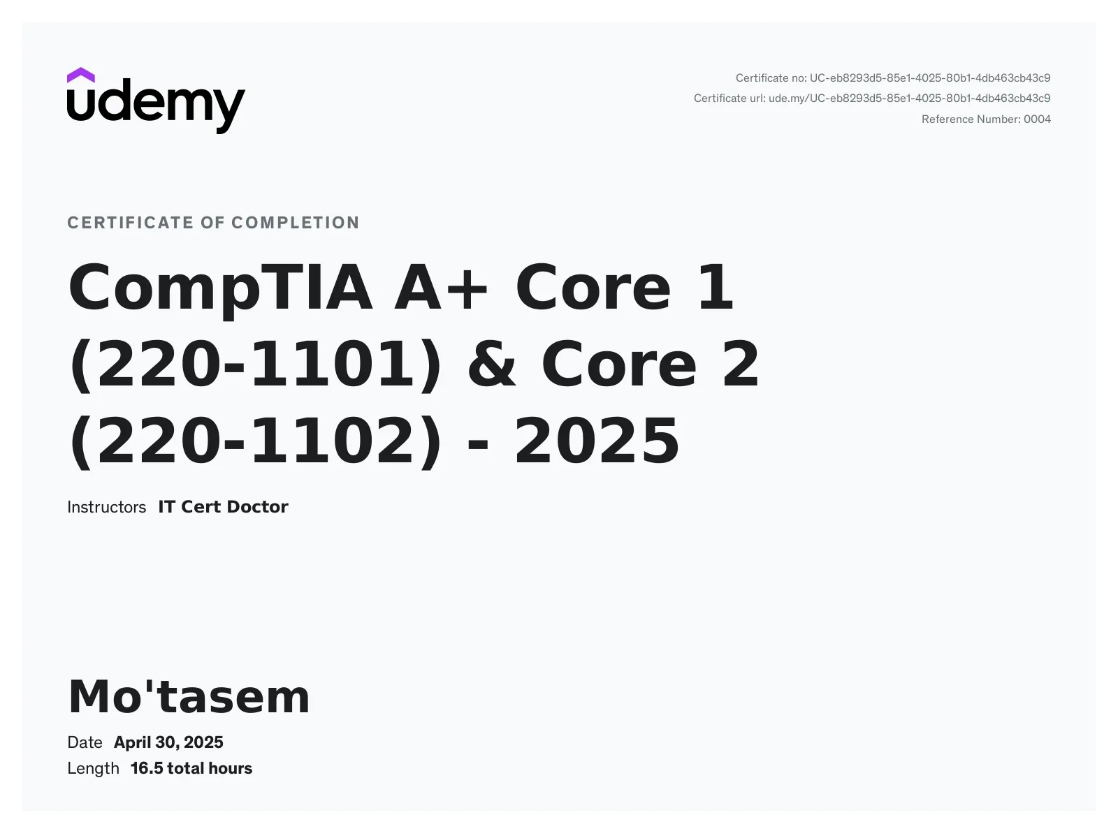 A+ certificate