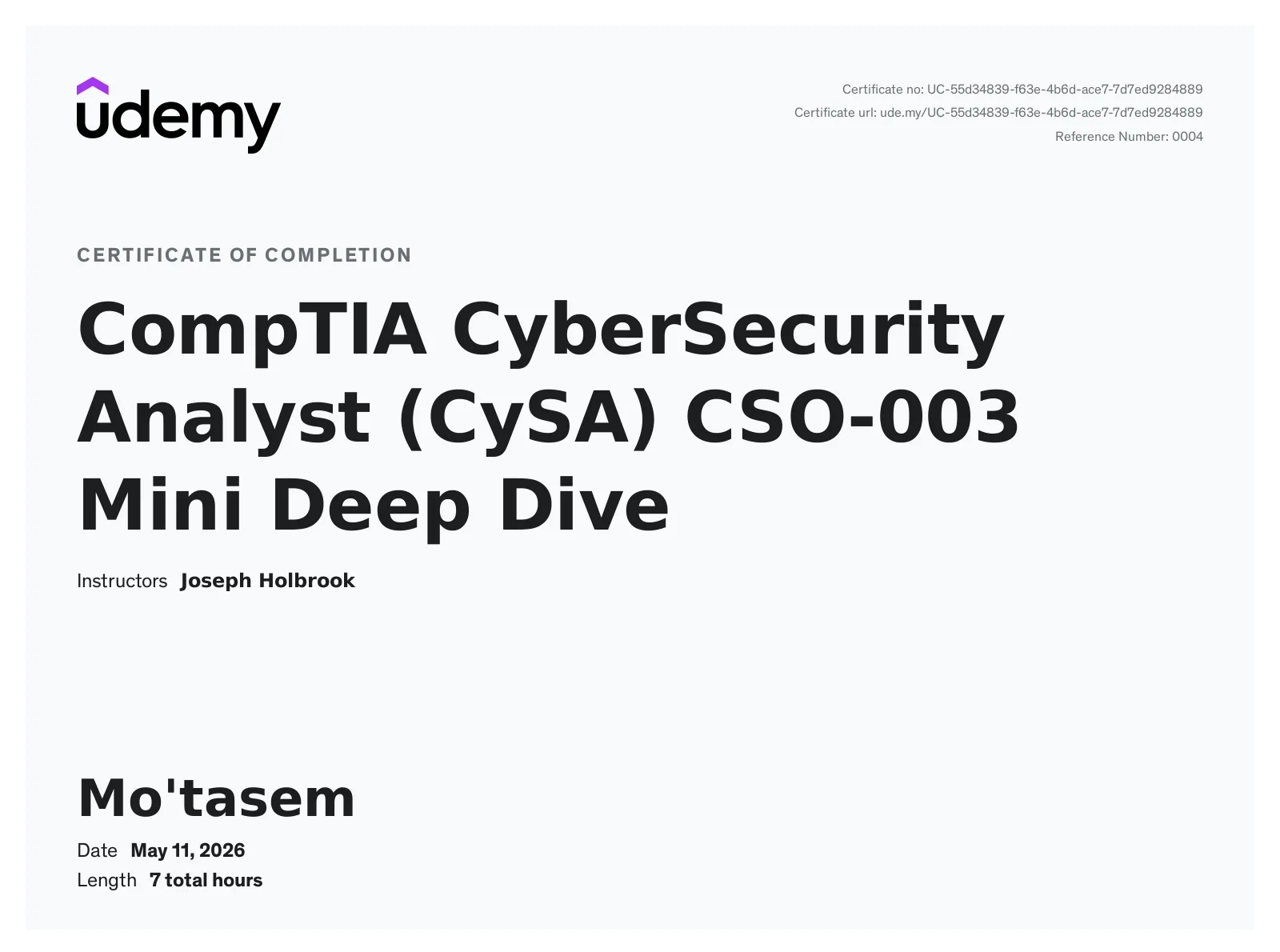 CySa certificate